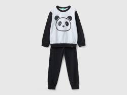 Benetton, Warmer Pyjama Mit Panda-print, größe XXS, Bunt, male von United Colors of Benetton