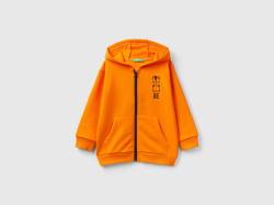 Benetton, Warmer Sweater Mit Print Und Kapuze, größe 104, Orange, male von United Colors of Benetton