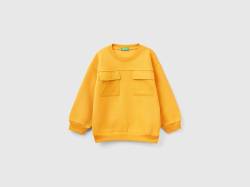 Benetton, Warmer Sweater Mit Taschen, größe 110, Gelb, male von United Colors of Benetton
