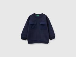 Benetton, Warmer Sweater Mit Taschen, größe 82, Dunkelblau, male von United Colors of Benetton