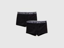 Benetton, Zwei Boxershorts Mit Gummi Samt Logo, größe 2XL, Schwarz, male von United Colors of Benetton