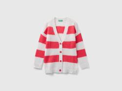 Benetton, Zweifarbig Gestreifter Cardigan, größe 2XL, Fuchsia, female von United Colors of Benetton