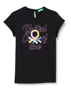 United Colors of Benetton Mädchen Regular T-Shirt T-SHIRT 3I1XC1527, Schwarz 100, 62/3-6 Monate von United Colors of Benetton