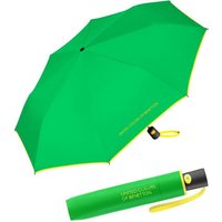United Colors of Benetton Taschenregenschirm schöner Damen-Regenschirm mit Auf-Automatik, mit Kontrastfarben am Schirmrand - grün-gelb von United Colors of Benetton