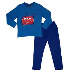 Disney Cars Schlafanzug für Jungen - Race Ready - Pyjama lang Kinder Oberteil und Hose Blau (as3, Numeric, Numeric_110, Numeric_116, Regular) von United Labels