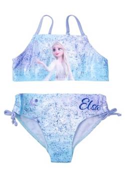 Disney Die Eiskönigin Bikini für Mädchen - ELSA Frozen Kinder Zweiteiler Schwimmanzug Blau (DE/NL/SE/PL, Numerisch, 122, 128, Regular, Blau) von United Labels