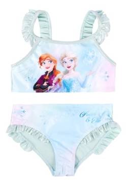 Disney Die Eiskönigin Bikini mit Rüschen für Mädchen - ELSA & Anna Frozen Kinder Zweiteiler Schwimmanzug Türkis (DE/NL/SE/PL, Numerisch, 98, 104, Regular, Türkis) von United Labels