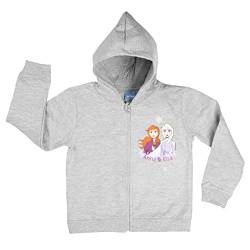 Disney Die Eiskönigin Pullover für Mädchen - Frozen Kinder Kapuzenpullover Hoodie Sweatshirt Grau (as3, Numeric, Numeric_122, Numeric_128, Regular, 122-128) von United Labels