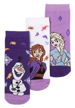 Disney Die Eiskönigin Socken für Mädchen - Frozen Sneaker Kindersocken Söckchen Lila (3er Pack) (DE/NL/SE/PL, Numerisch, 31, 34, Regular, Lila) von United Labels