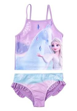 Disney Die Eiskönigin Tankini Badeanzug mit Rüschen für Mädchen - ELSA Frozen Kinder Zweiteiler Schwimmanzug Lila (DE/NL/SE/PL, Numerisch, 122, 128, Regular, Lila) von United Labels