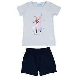 Disney Frozen - Die Eiskönigin Schlafanzug für Mädchen - Look to The Stars Kinder Pyjama Set Kurzarm Oberteil mit Hose Blau/Schwarz (as3, Numeric, Numeric_122, Numeric_128, Regular, 122-128) von United Labels