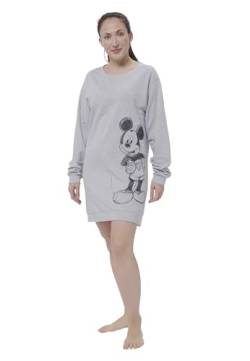 Disney Mickey Mouse Nachthemd für Damen Schlafshirt Pyjama langärmlig Lange Ärmel Oberteil Grau (L) von United Labels