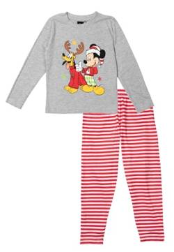 Disney Mickey Mouse Schlafanzug für Jungenn - Micky & Pluto Kinder Pyjama Set Langarm Oberteil mit Hose Grau/Rot (as3, Numeric, Numeric_110, Numeric_116, Regular) von United Labels