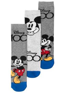 Disney Mickey Mouse Socken für Jungen - Kinder Sneaker Kindersocken Söckchen Grau (3er Pack) (DE/NL/SE/PL, Numerisch, 23, 26, Regular, Grau) von United Labels