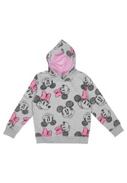 Disney Minnie Mouse Hoodie für Mädchen - Kinder Kapuzenpullover Pullover mit Kapuze Sweatshirt Grau/Rosa (DE/NL/SE/PL, Numerisch, 122, 128, Regular, Grau/Rosa) von United Labels