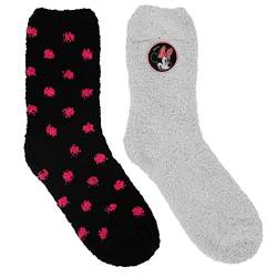 Disney Minnie Mouse Kuschelsocken für Damen Flauschige Wintersocken Socken Schwarz/Grau (2er Pack) (as3, numeric, numeric_39, numeric_42, regular, regular) von United Labels