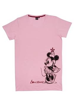 Disney Minnie Mouse Nachthemd für Damen - Love Minnie - Schlafshirt Pyjama kurzärmlig Oberteil Rosa (XL) von United Labels