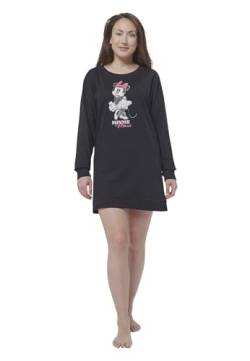 Disney Minnie Mouse Nachthemd für Damen - Schlafshirt Pyjama Langarm Oberteil Schwarz (L) von United Labels