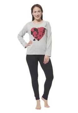 Disney Minnie Mouse Schlafanzug für Damen - Herzen Pyjama Set Langarm Oberteil mit Hose Grau/Schwarz (as3, Alpha, l, Regular, Regular) von United Labels