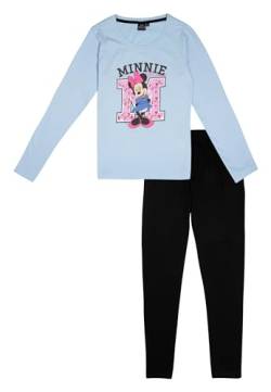 Disney Minnie Mouse Schlafanzug für Damen - Pyjama Set Langarm Oberteil mit Hose Blau/Schwarz (DE/NL/SE/PL, Alphanumerisch, S, Regular, Regular, Blau/Schwarz) von United Labels