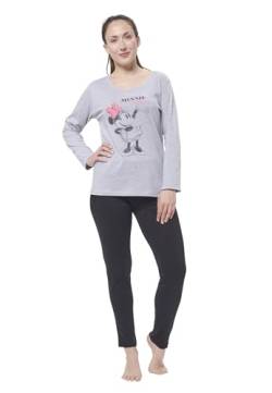 Disney Minnie Mouse Schlafanzug für Damen Pyjama Set Langarm Oberteil mit Hose Grau/Schwarz (as3, Alpha, l, Regular, Regular) von United Labels