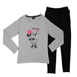 Disney Minnie Mouse Schlafanzug für Damen Pyjama Set Langarm Oberteil mit Hose Grau/Schwarz (as3, Alpha, s, Regular, Regular) von United Labels