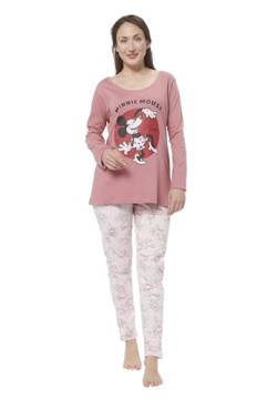 Disney Minnie Mouse Schlafanzug für Damen - Pyjama Set Langarm Oberteil mit Hose Pink/Rosa (DE/NL/SE/PL, Alphanumerisch, L, Regular, Regular, Pink/Rosa) von United Labels