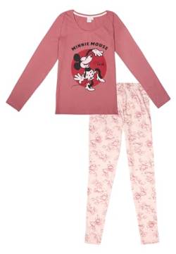Disney Minnie Mouse Schlafanzug für Damen - Pyjama Set Langarm Oberteil mit Hose Pink/Rosa (DE/NL/SE/PL, Alphanumerisch, S, Regular, Regular, Pink/Rosa) von United Labels