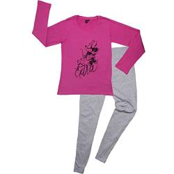 Disney Minnie Mouse Schlafanzug für Damen - So extra Pyjama Set Langarm Oberteil mit Hose Pink/Grau (M) von United Labels