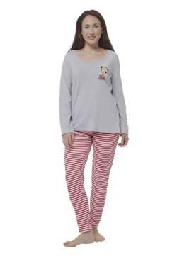 Disney Minnie Mouse Schlafanzug für Damen - X-Mas Minnie - Pyjama Set Langarm Oberteil mit Hose Grau/Rot (as3, Alpha, l, Regular, Regular) von United Labels