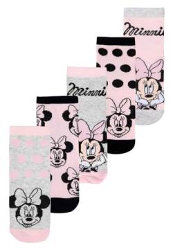 Disney Minnie Mouse Socken für Mädchen - Kinder Sneaker Söckchen Kindersocken Rosa/Grau (5er Pack) (DE/NL/SE/PL, Numerisch, 23, 26, Regular, Rosa/Grau) von United Labels