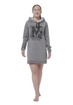 Disney Minnie Mouse Sweatkleid für Damen - Oversize Hoodie Kapuzenpullover lang Sweatshirt Langarm Grau (DE/NL/SE/PL, Alphanumerisch, M, Regular, Regular, Grau) von United Labels