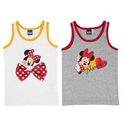 Disney Unterhemd für Mädchen - Minnie Mouse Kinder Tank Top Hemdchen Weiß/Grau (2er Pack) (as3, Numeric, Numeric_122, Numeric_128, Regular, 122-128) von United Labels