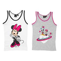 Disney Unterhemd für Mädchen - Minnie Mouse Kinder Tank Top Hemdchen Weiß/Grau (2er Pack) (as3, Numeric, Numeric_122, Numeric_128, Regular, 122-128) von United Labels