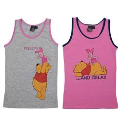Disney Unterhemd für Mädchen - Winnie Puuh Kinder Tank Top Hemdchen Rosa/Grau (2er Pack) (as3, Numeric, Numeric_110, Numeric_116, Regular) von United Labels
