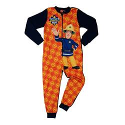 Feuerwehrmann Sam Jumpsuit für Jungen - Ultimate Safety Hero Overall Pyjama Schlafanzug Kinder Orange/Blau (122-128) von United Labels