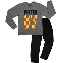 Harry Potter Schlafanzug für Jungen Kinder Pyjama Set Langarm Oberteil mit Hose Grau/Schwarz (as3, Numeric, Numeric_122, Numeric_128, Regular, 122-128) von United Labels