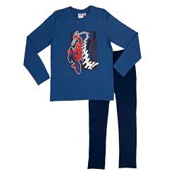 Marvel Spiderman Schlafanzug für Jungen Kinder Pyjama Set Langarm Oberteil mit Hose Blau (as3, Numeric, Numeric_134, Numeric_140, Regular, 134-140) von United Labels