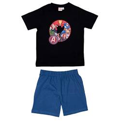 Marvel The Avengers Schlafanzug für Jungen - Kinder Pyjama Set Kurzarm Oberteil mit Hose Schwarz/Blau (as3, Numeric, Numeric_110, Numeric_116, Regular, 110-116) von United Labels