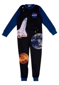 NASA Jumpsuit für Jungen - Overall Kinder Pyjama Schlafanzug Langarm Blau/Schwarz (DE/NL/SE/PL, Numerisch, 134, 140, Regular, Blau/Schwarz) von United Labels