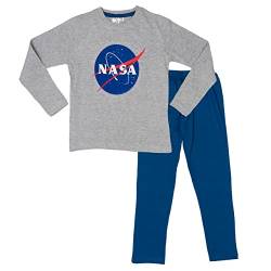 NASA Schlafanzug für Jungen - Kinder Pyjama Set Langarm Oberteil mit Hose Grau/Blau (as3, Numeric, Numeric_122, Numeric_128, Regular) von United Labels