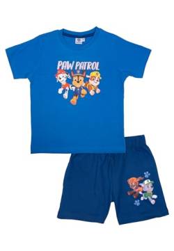 Paw Patrol Schlafanzug für Jungen - Kinder Pyjama Set Kurzarm Oberteil mit Hose Blau (DE/NL/SE/PL, Numerisch, 110, 116, Regular) von United Labels