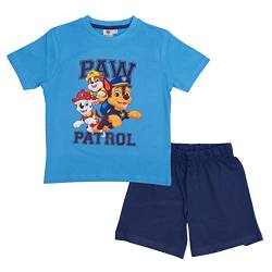 Paw Patrol Schlafanzug für Jungen - Kinder Pyjama Set Kurzarm Oberteil mit Hose Blau (as3, Numeric, Numeric_110, Numeric_116, Regular) von United Labels