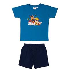 Paw Patrol Schlafanzug für Jungen Kinder Pyjama Set Kurzarm Oberteil mit Hose Blau (as3, Numeric, Numeric_110, Numeric_116, Regular, 110-116) von United Labels