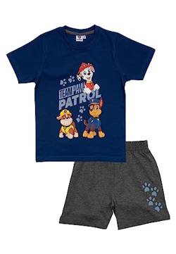 Paw Patrol Schlafanzug für Jungen -Team Paw Patrol - Kinder Pyjama Set Kurzarm Oberteil mit Hose Blau/Grau (as3, Numeric, Numeric_122, Numeric_128, Regular) von United Labels