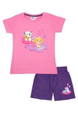 Paw Patrol Schlafanzug für Mädchen - Dream Patrol Kinder Pyjama Set Kurzarm Oberteil mit Hose Rosa/Lila (DE/NL/SE/PL, Numerisch, 110, 116, Regular) von United Labels