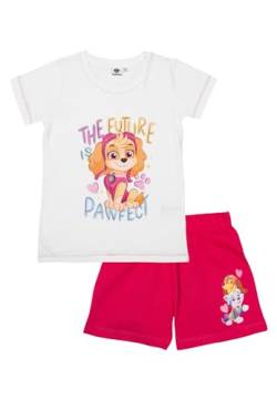 Paw Patrol Schlafanzug für Mädchen - The Future Pawfect Kinder Pyjama Set Kurzarm Oberteil mit Hose Weiß/Pink (DE/NL/SE/PL, Numerisch, 110, 116, Regular, Weß/Pink) von United Labels