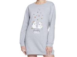 Pummel & Friends Nachthemd für Damen Pummeleinhorn & Zebrasus – Friendship Goals Schlafshirt Pyjama Langarm Oberteil Grau (L) von United Labels