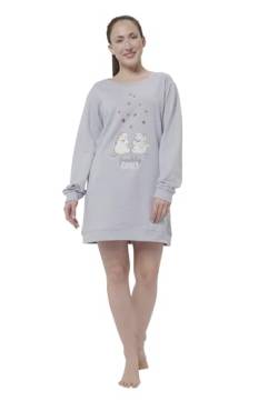 Pummel & Friends Nachthemd für Damen Pummeleinhorn & Zebrasus – Friendship Goals Schlafshirt Pyjama Langarm Oberteil Grau (M) von United Labels