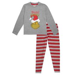 The Grinch Schlafanzug für Mädchen und Jungen - Kinder Pyjama Set Langarm Oberteil mit Hose Grau/Rot (DE/NL/SE/PL, Numerisch, 110, 116, Regular) von United Labels